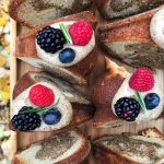 Pumpkin cake pastries with berries