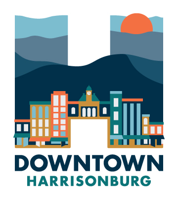 Colorful city with mountains brand image downtown Harrisonburg