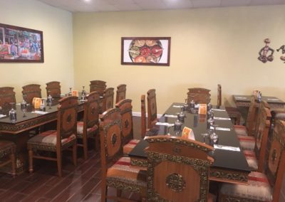 Seating and decor at Indian Restaurant
