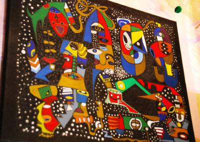 A colorful painting by OASIS artist Bahir Al Badry