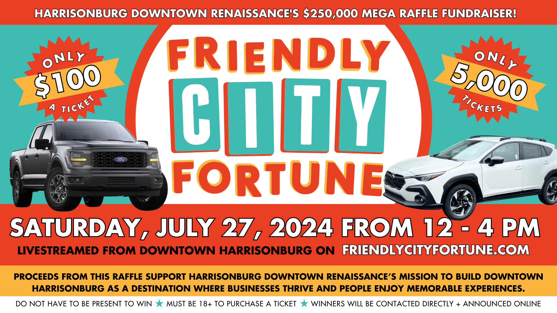 Friendly City Fortune event banner, visit FriendlyCityFortune.com to learn more