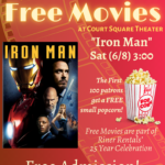 Riner Rentals Iron Man movie showing poster